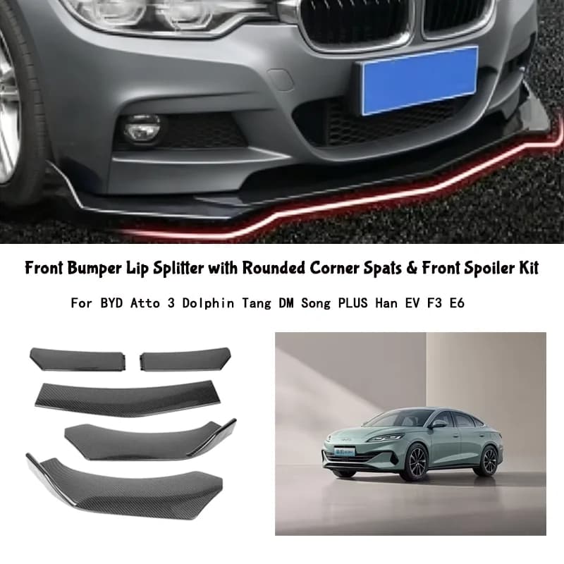 5-Segment Adjustable Front Bumper Lip Splitter Body Kit For BYD Atto 3 Dolphin Tang DM Song PLUS Han EV F3 E6