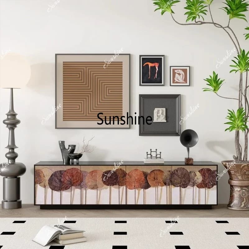 retro plant solid wood TV cabinet bedroom decoration storage bedside cabinet
