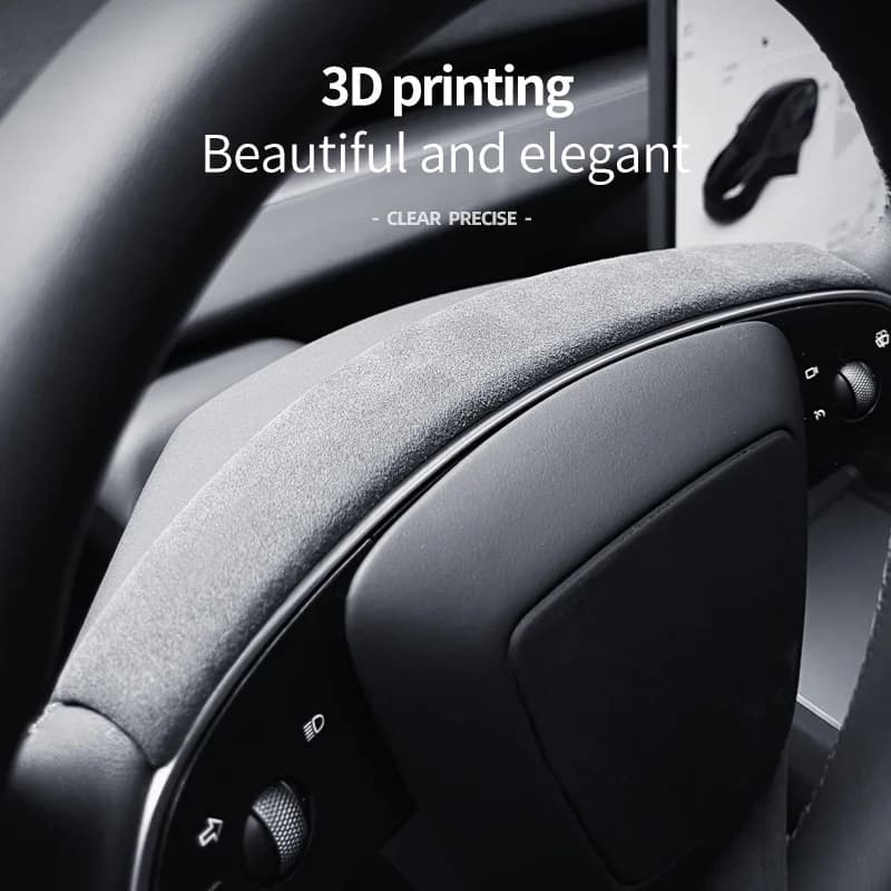 Super Suede For Tesla New Model Y Launch Juniper 2025 Car Upper Lower Steering Wheel Decorative Frame Trim Car Accessories