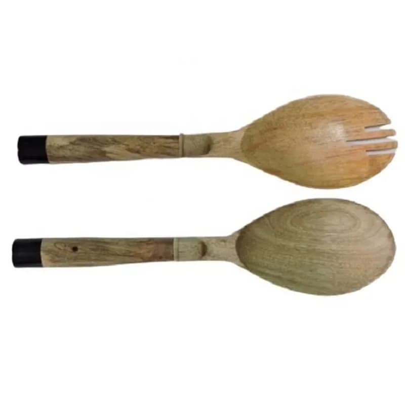 Eco-Friendly Food Safe Natural Wooden Salad Tools with Resin Joints Handle Cutlery Cutlery Salad Serving Kit Salad