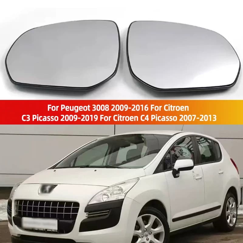 LH RH Heated Rearview Mirror Glass For Peugeot 3008 2009-2016 For Citroen C3 Picasso 2009-2019 For Citroen C4 Picasso 2007-2013