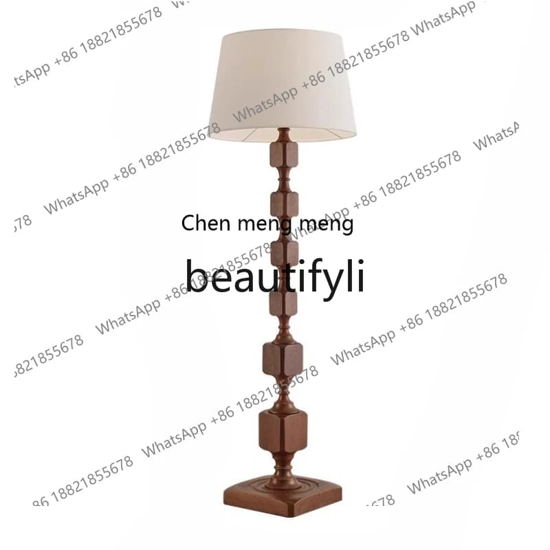 Medieval French solid wood floor lamp New Chinese living room Study bedroom Walnut retro American vertical lamp H