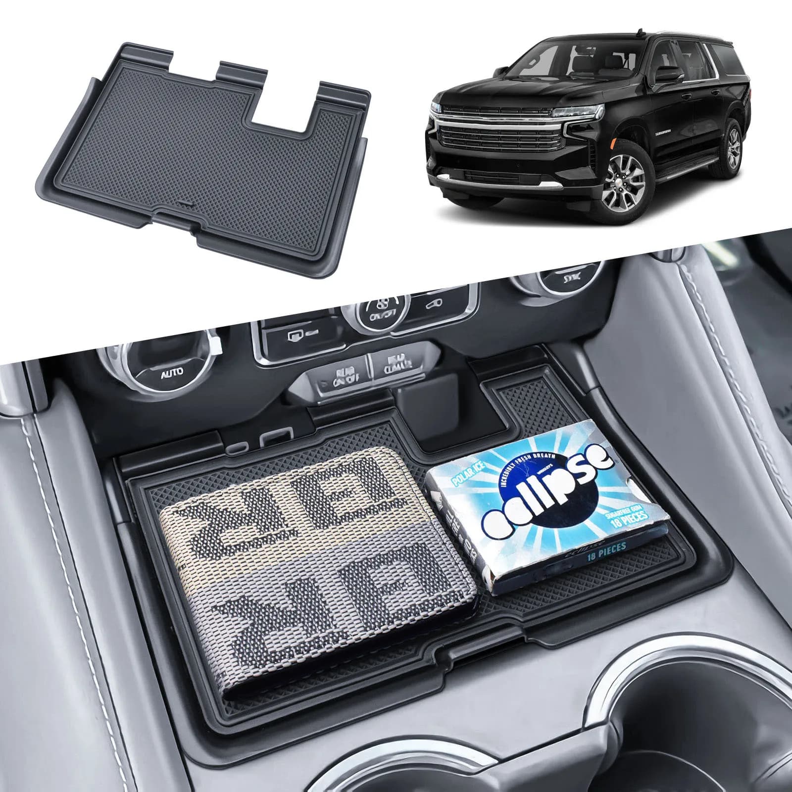 Center Console Organizer for 2021-2023 2024 GMC Yukon & Chevy Tahoe Suburban Hidden Secret Compartment Storage Cover Organizer