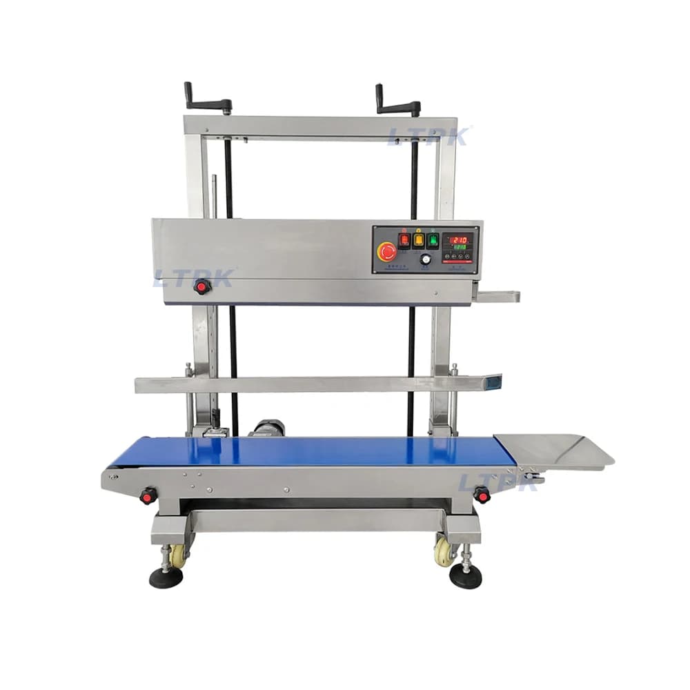 FR1100V Electric Continuous Band Sealing Machine Vertical Large Heavy Plastic Heat Sealer for Food Liquid for Chemical Commodity