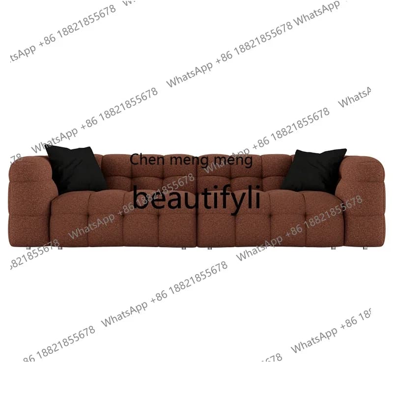 Retro style marshmallow high-end fine linen fabric sofa minimalist creative Nordic living room home