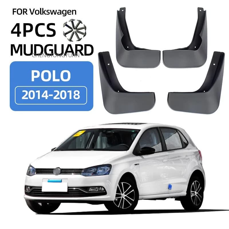 Mud Flaps Soft Rubber Splash Guards for Volkswagen Polo 2014-2018 Crossroads All-Season Protection OEM Style Design