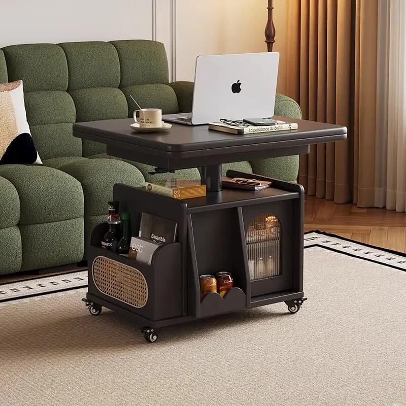 Mobile Multifunction Coffee Tables Walnut Wheels Space Saving Coffee Tables Apartments Designer Muebles Living Room Furniture
