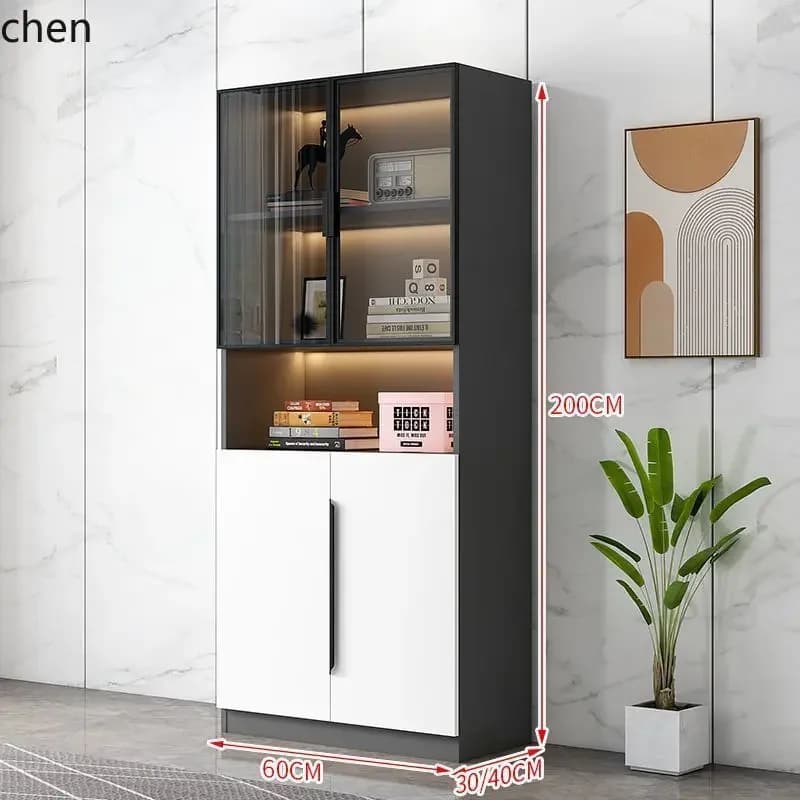 DSA  Display Cabinet Floor-standing Glass Door Storage Cabinet Wall-mounted Bookshelf Dustproof Cabinet Storage