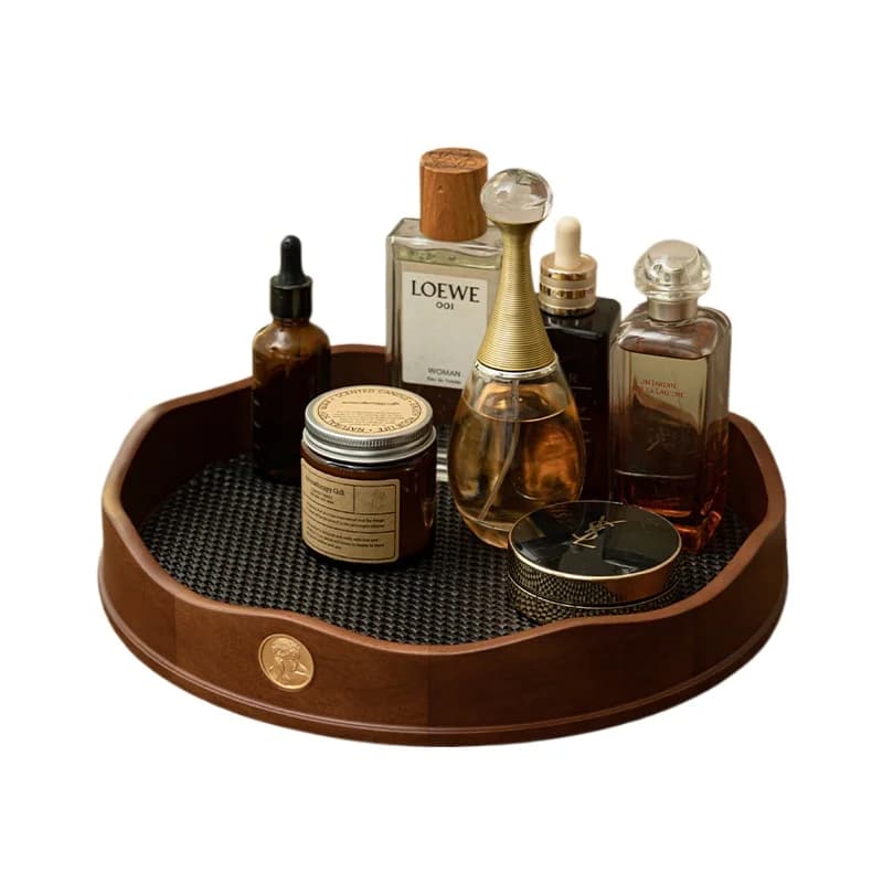 Solid wood cosmetic storage box, desktop premium rotating plate, skin care perfume rack, jewelry lipstick tray.