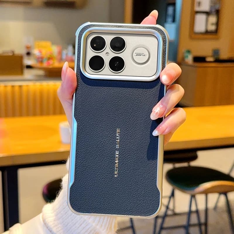 For Xiao Poco F8 Ultra Magnetic Case Luxurious Leather Texture Electroplated Lens Frame Protrusion Protection Bumper Back Cover