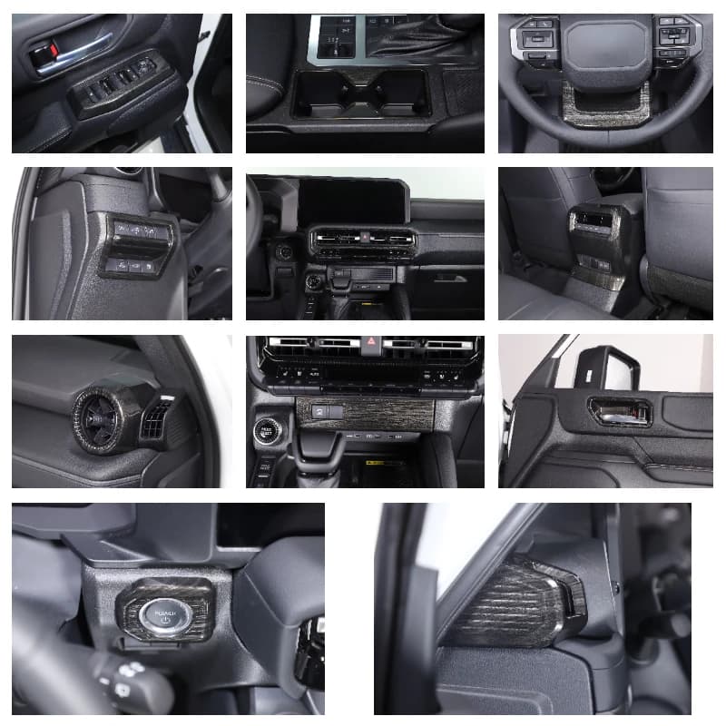 For Toyota Land Cruiser Prado 250 LC250 2024 ABS Black Wood Grain Car Center Console Dashboard Cover Instrument Trim Accessories