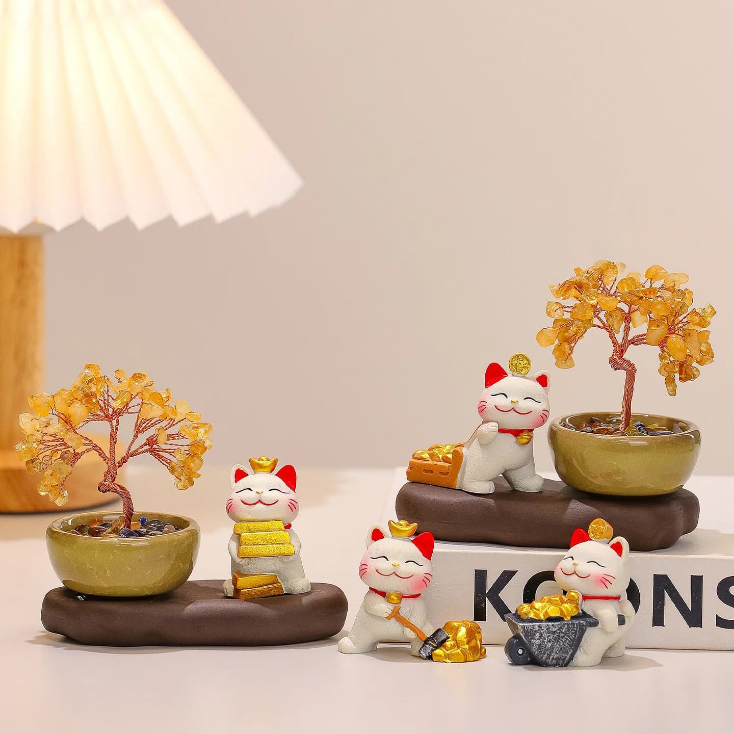 Ornamental Citrine Money Tree, Money Cat, Office Desk Decor, Festival Gifts, Money Tree