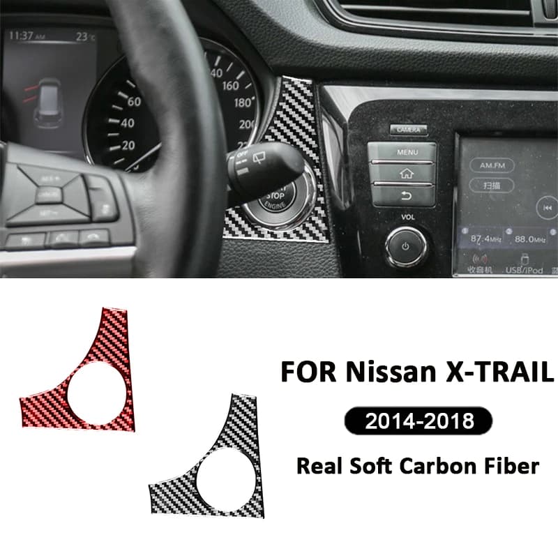 Carbon Fiber Car One-Click Engine Start Button Panel Ignition Switch Cover Frame Decoration Sticker For Nissan X-TRAIL 2014-2018
