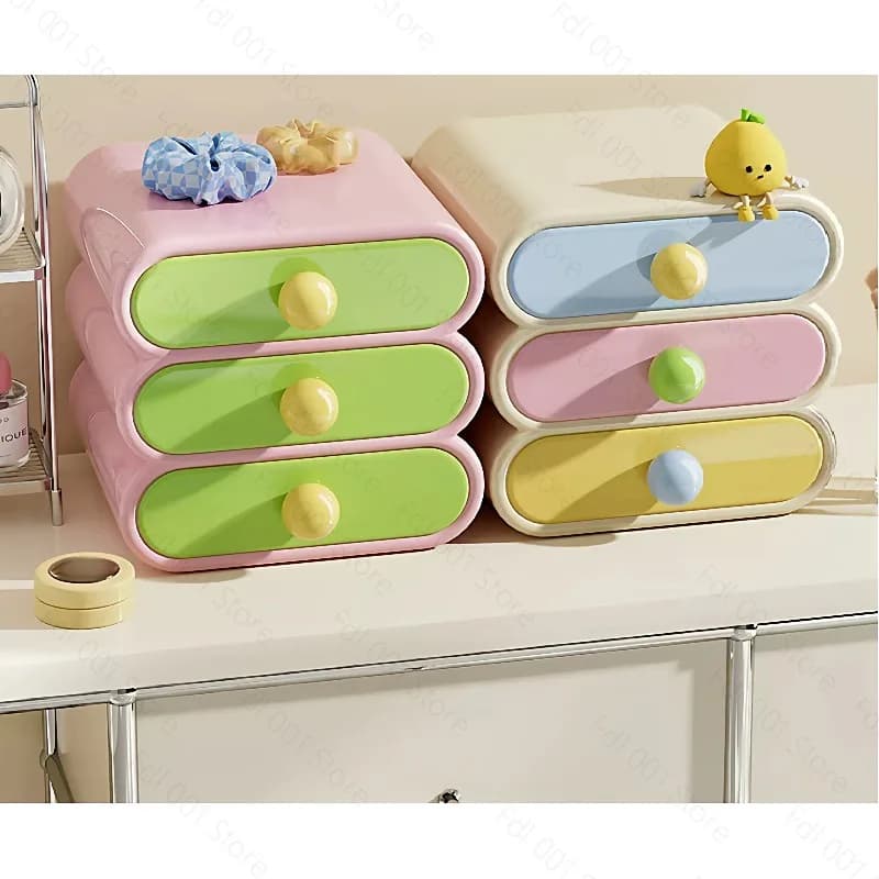 Dopamine Desktop Organizer – 3-Tier Drawer Multi-Function Stationery Shelf for Office & Dorm