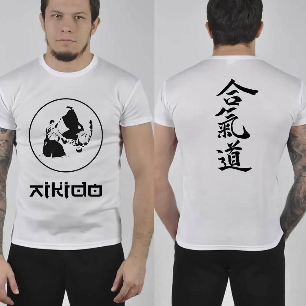 Cool Fashion Japanese Martial Arts Aikido Drawing T-Shirt. Summer Cotton Short Sleeve O-Neck Mens T Shirt New S-3XL
