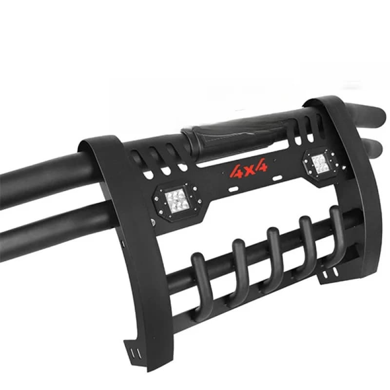 High Quality Black 4X4 Front Bumper with Dual Tube Lights Direct Factory Sale for Hilux Revo Vigo Hilux Accessories
