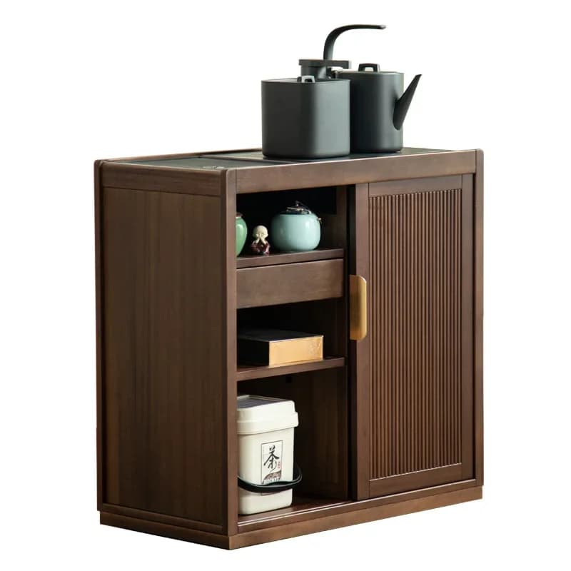 Mobile solid wood   water cabinet Household kettle integrated storage cabinet