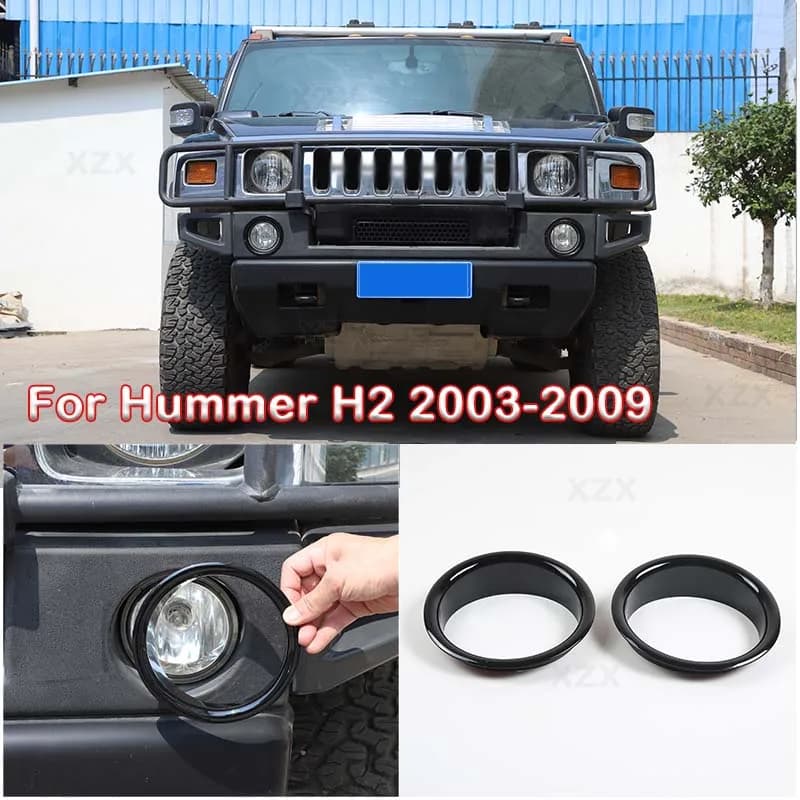 Fit For Hummer H2 2003-2009 Car Styling ABS Black Car Front Fog Lamp Trim Ring Cover Sticker Car Exterior Accessories 2pcs