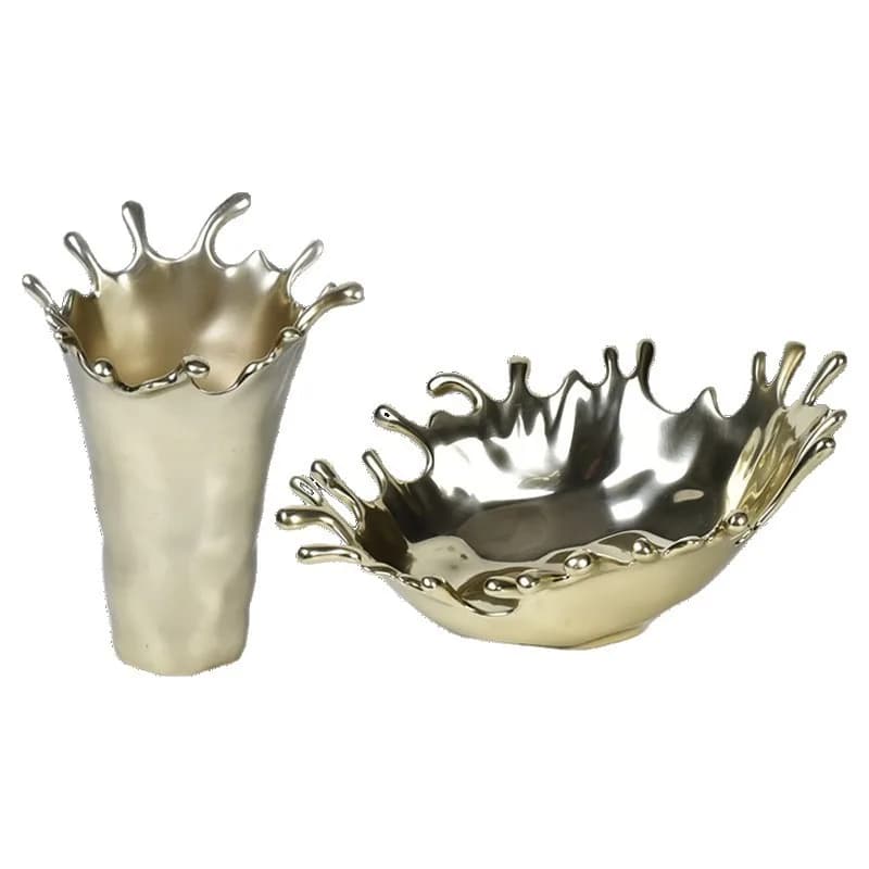 Nordic metal vase, gold irregular shape living room decoration ornament, home flower arrangement