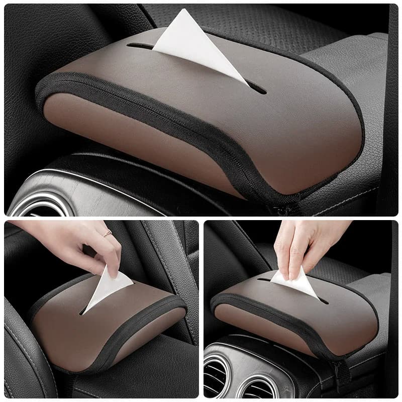 Car Tissue Bag Holder Leather Universal Auto Mounted Armrest Box Paper Box Storage Interior Seat Back Hanging Napkin Pockets