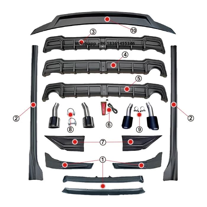For civic Car Accessories Front Lip Side Skirt Body Kit New Updated Parts Exhaust Bumpers Lip Diffuser Spoiler