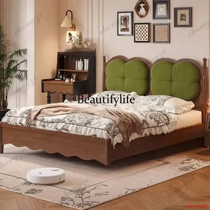 Green Price Double Bed Vintage Wooden Designs Adults Cloud Double Bed Japanese Luxury Modern Camas De Dormitorio FurnitureAB03