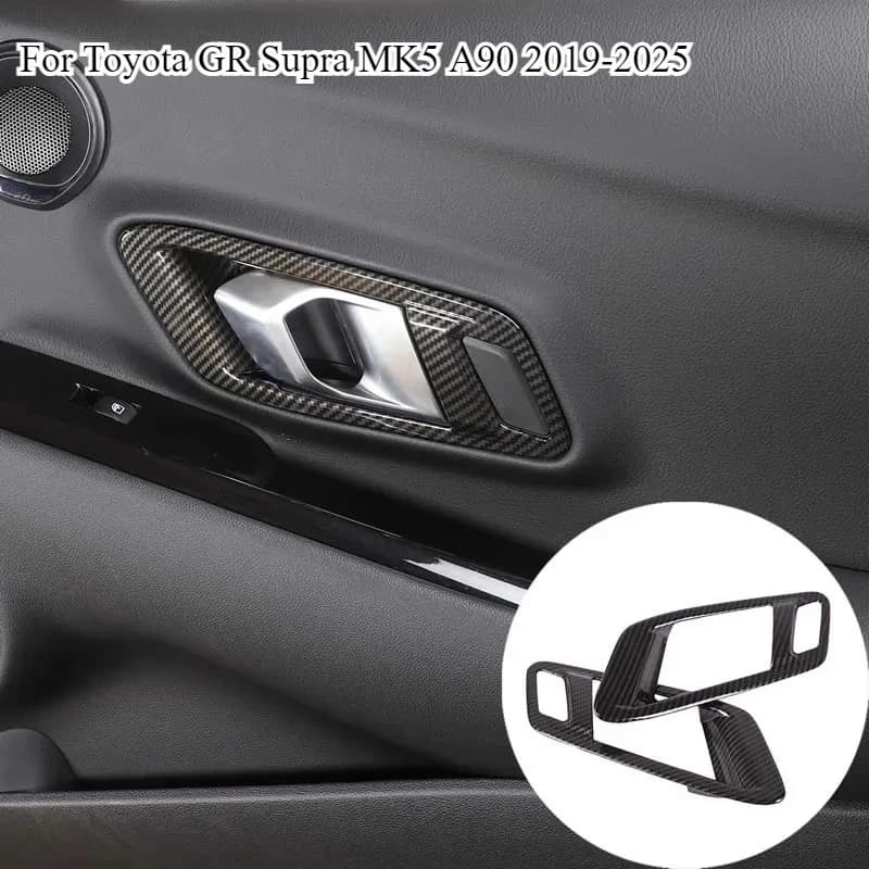 ABS Carbon Fiber For Toyota GR Supra MK5 A90 2019-25 Car Styling Door Inner Handle Frame Cover Sticker Car Interior Accessories