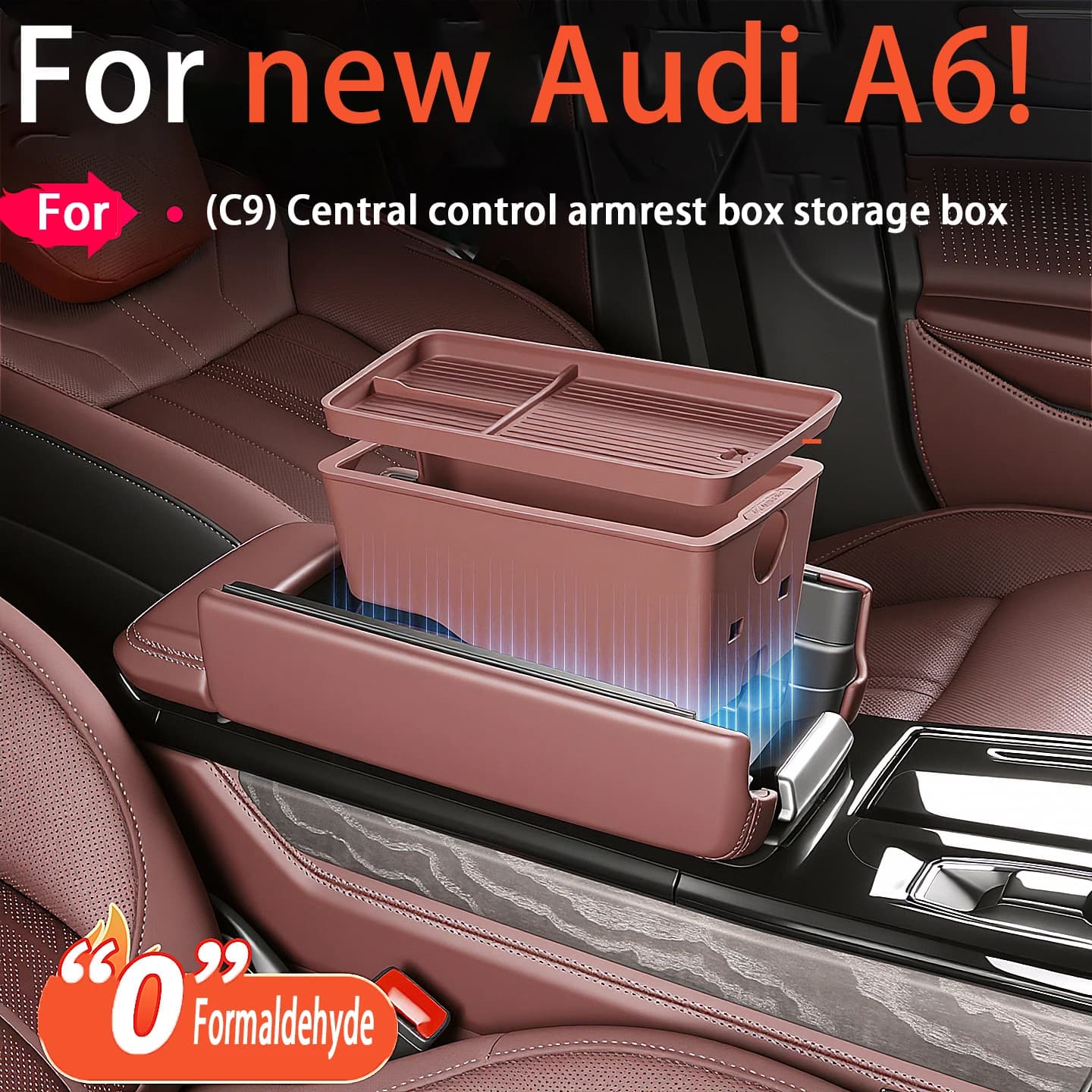 For Audi A6 C9 2026 Silicone Double Layer Center Console Armrest Storage Box Organizer Interior Accessories