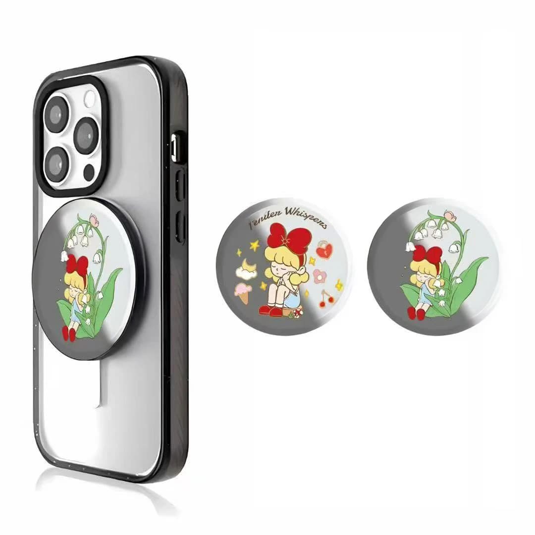Green Leaf Girl Magnetic Phone Stand for IPhone Holder Mount Support for Galaxy Mobile Phone Accessories