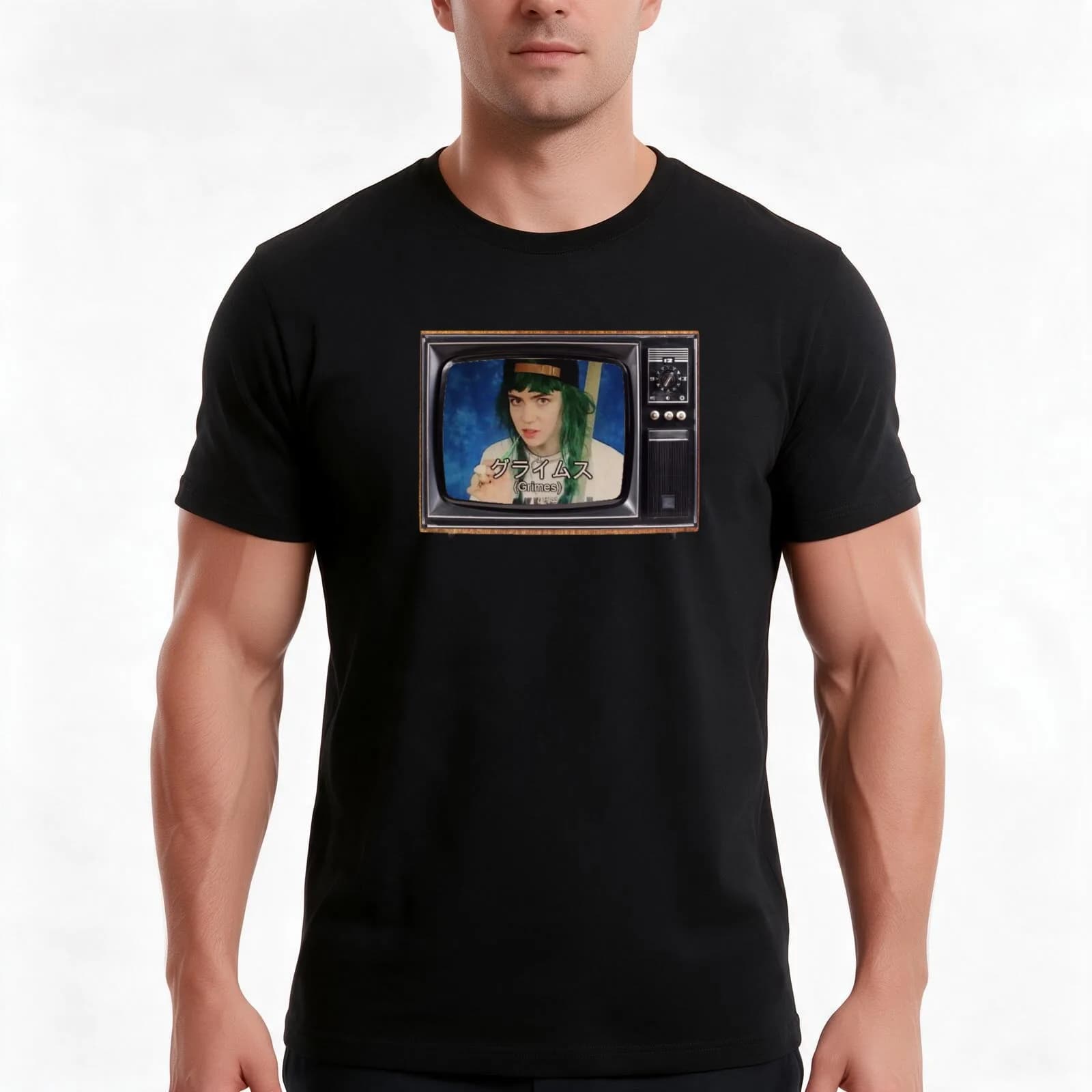 Grimes Japanese Television T-Shirt, Summer Casual Cotton Tee, Oversized Streetwear Tops, Vintage Graphic Print, Unisex Men Women