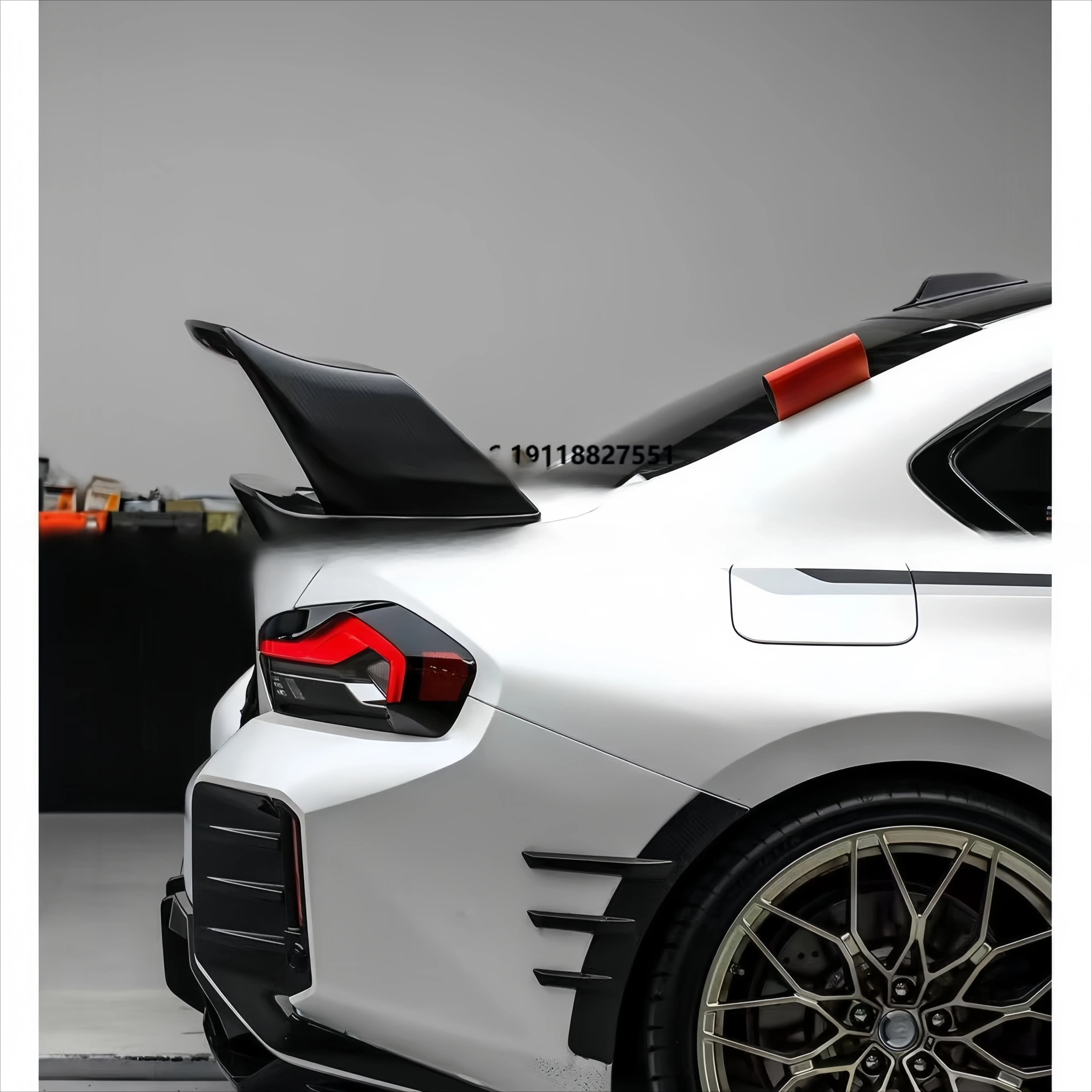 M2 G87 DRY Carbon Fiber N-Style Wing Shaped Polished Finish Rear Trunk Spoilers Replacement Aero Kit Performance Upgrades