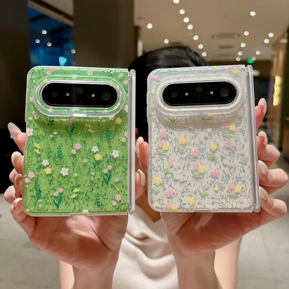 For HuaWei Pura X Max Glitter Flower Pattern Phone Case PC Hard Shell Butterfly Protective Back Cover