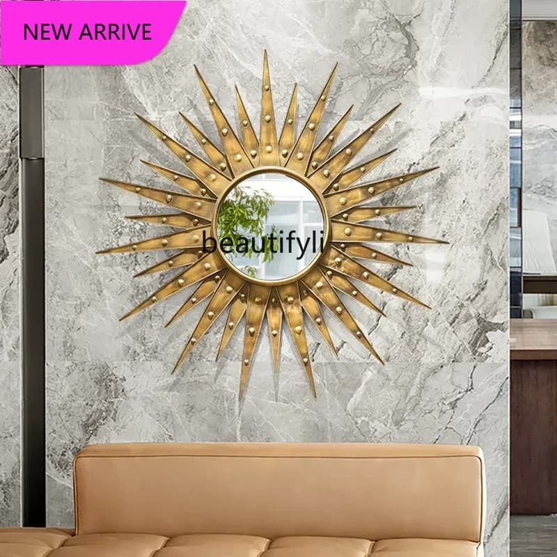Hanging American rhombus background decorative mirror corner side decoration, silver mirror corner round gray mirror6239