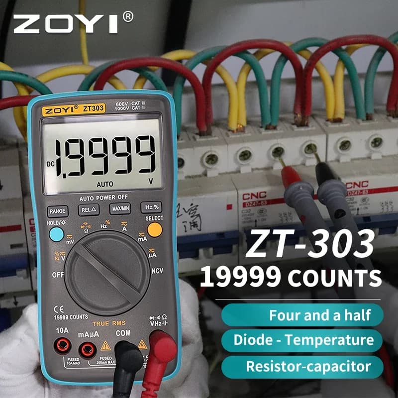 ZOYI ZT301 ZT302 ZT303 Digital Multimeter 8000 19999 Counts True RMS Multi-function AC/DC Voltage Temperature Capacitance Meter