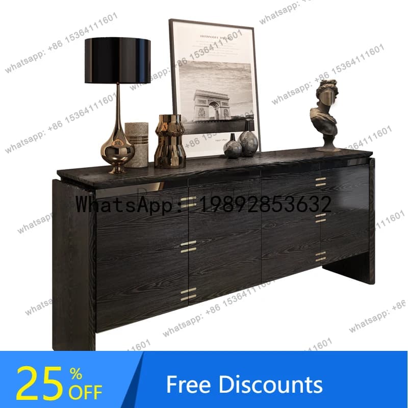 HH French vintage entryway cabinet Italian solid wood dining side marble storage cabinet