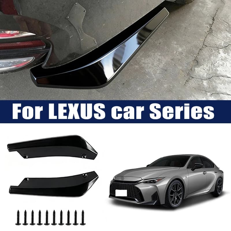 2PC Rear Bumper Lip Wrap Angle Diffuser Splitter Canard Spoiler Protector for Lexus IS ES GS LS NX RX GX LX UX RC LC CT HS SC