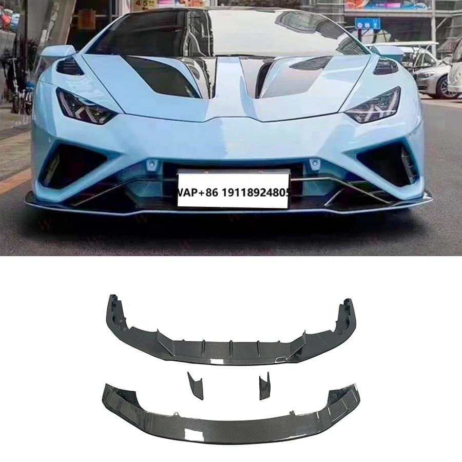 High Quality Dry Carbon Fiber for Huracan EVO 2020+ Front Bumper Lip Diffuser Splitter Spoiler Bodykit Exhaust