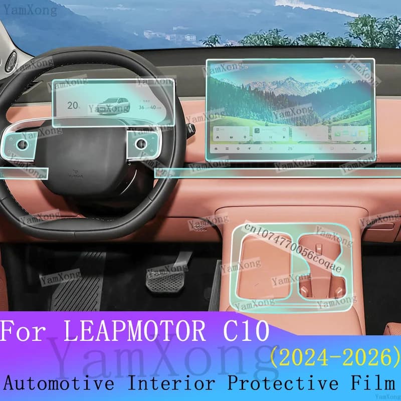 For LEAPMOTOR C10 interior Kit Protection Navigation Dashboard screen Sticker Center Gear Panel scratch Transparent Cover Film