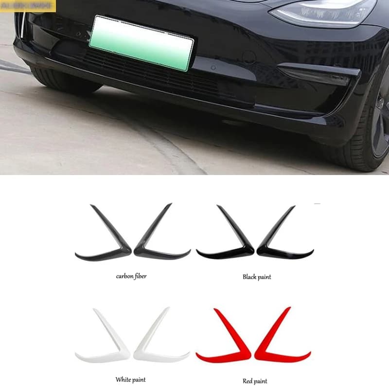 2 pieces Front Face Head Fog Lamp Light Molding Cover Kit Trim car Accessories For tesla model 3 2018 2019 2020 2021