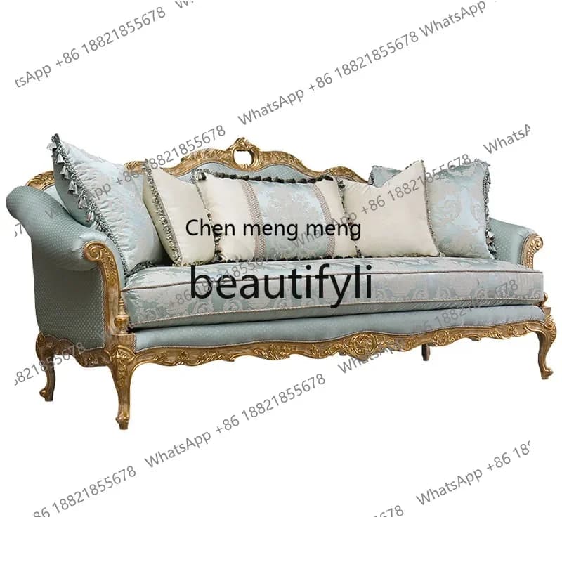 French court luxury fabric sofa solid wood sofa combination