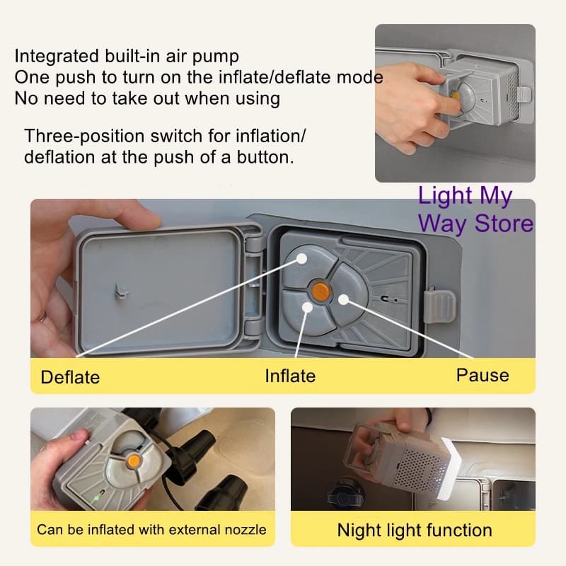 Outdoor tourism camping air cushion bed one click automatic inflatable mattress double lithium battery pump