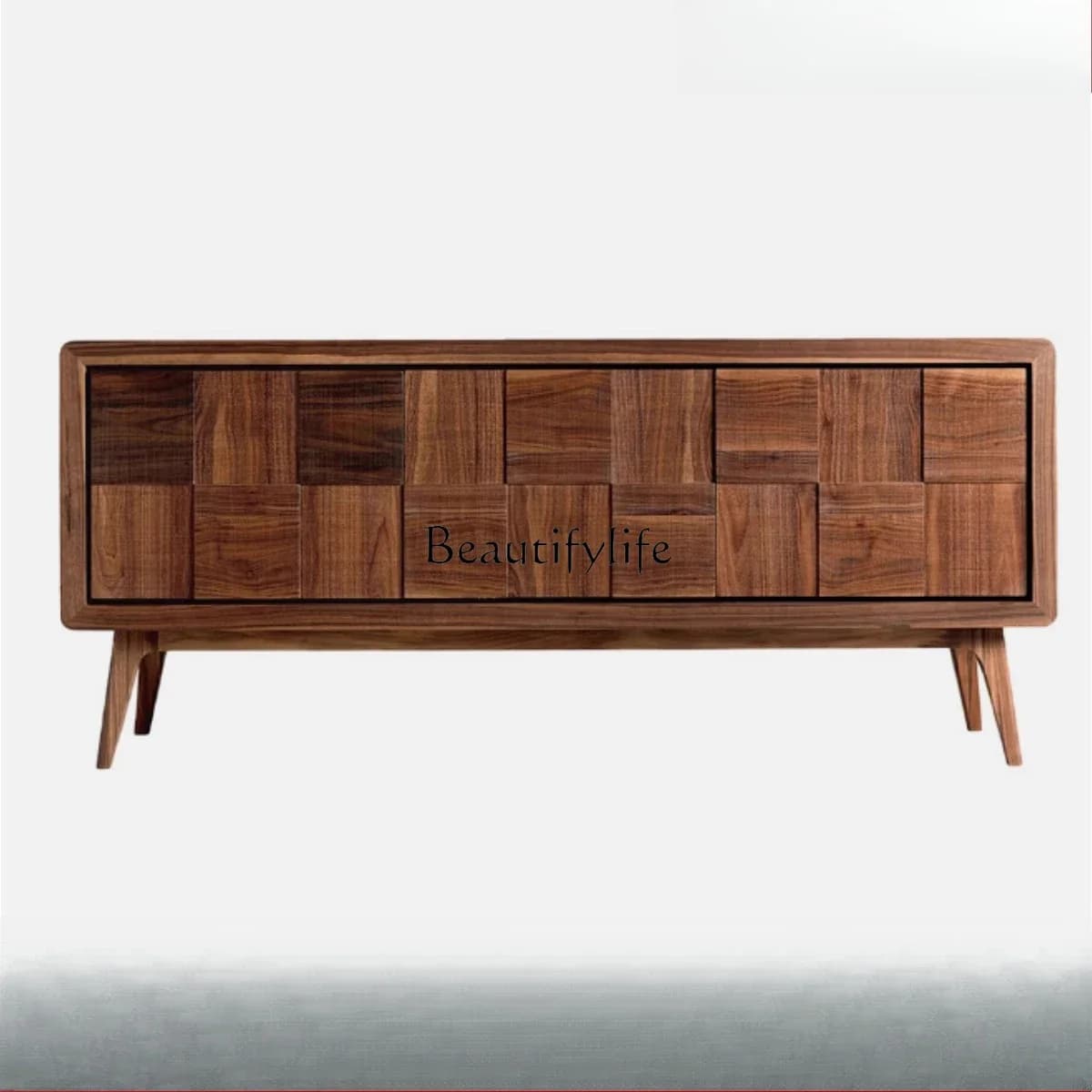 04Italian minimalist ash wood black walnut solid wood porch storage locker
