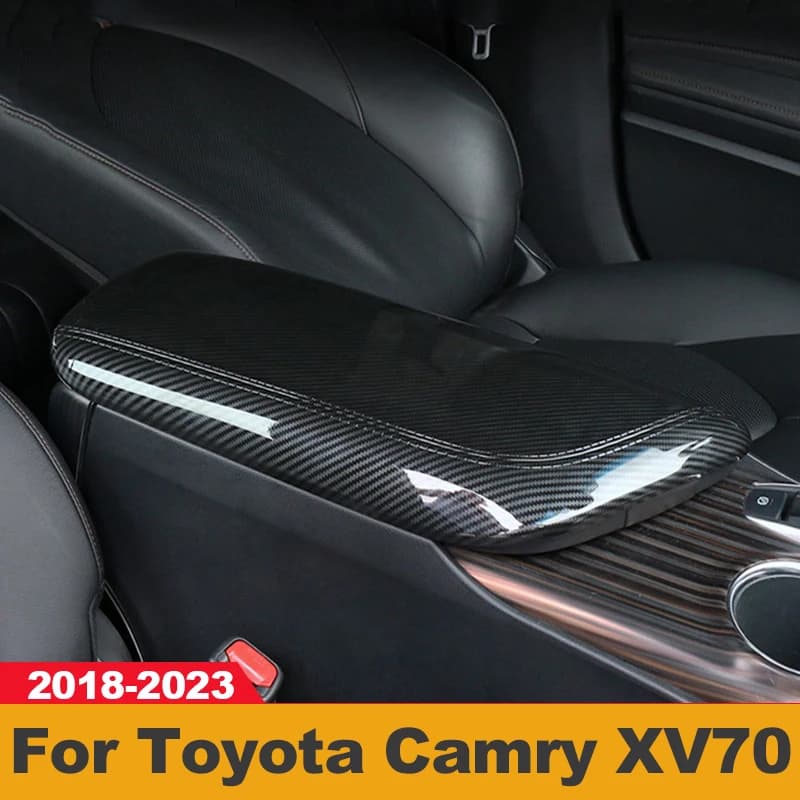 Car Styling Accessories For Toyota Camry 70 XV70 2018-2020 2021 2022 2023 ABS Carbon Central Armrest Box Cover Case Stickers