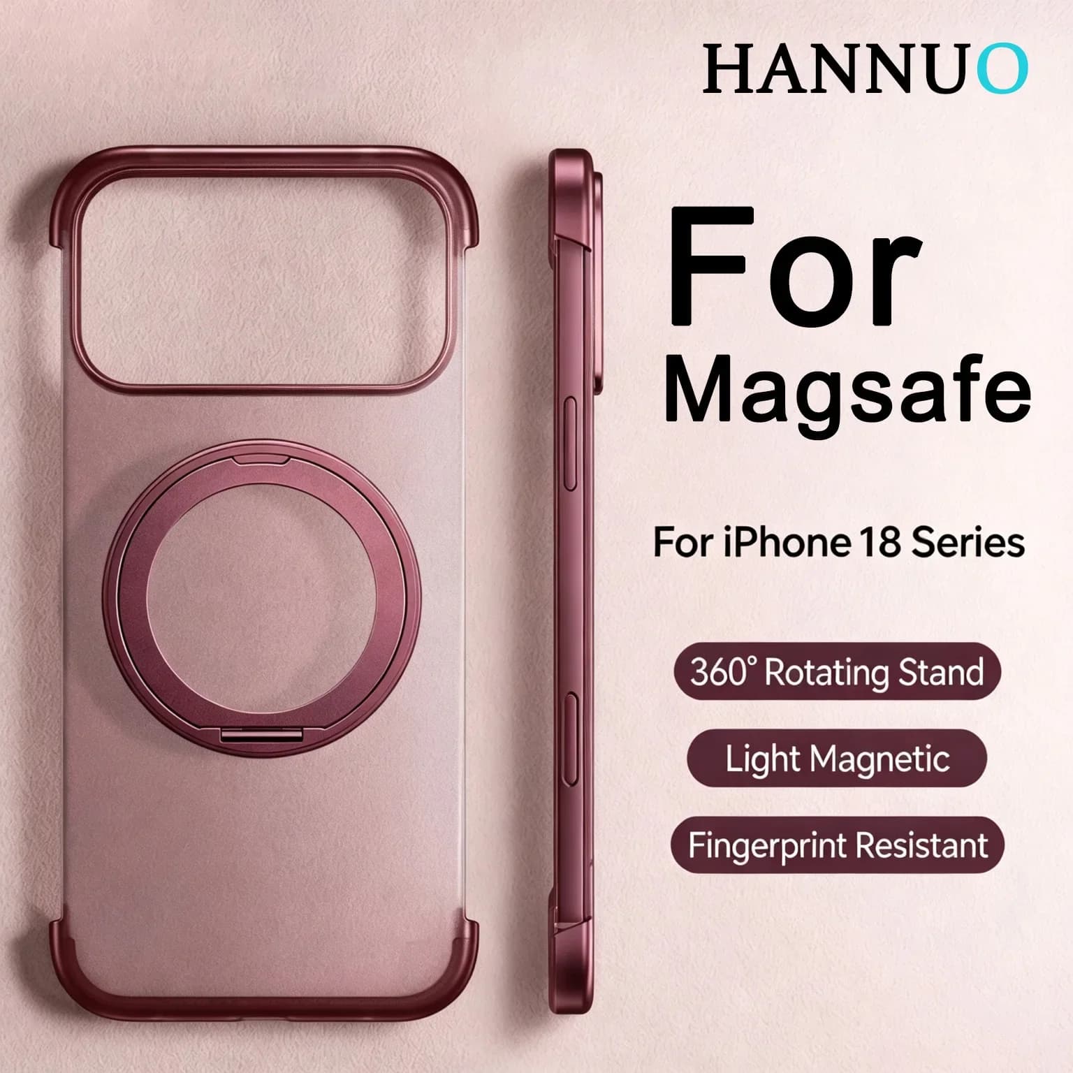 For Magsafe Magnetic Wireless Charge Cover For iPhone 18 17 Pro Max Cases Transparent Shockproof Case With 360°Rotate Stand