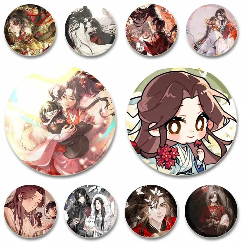 Heaven Official's Blessing Anime Peripheral Brooch on Shoes Bag Cartoon Boys Xie Lian and Hua Cheng Lapel Pins Jewelry Badges