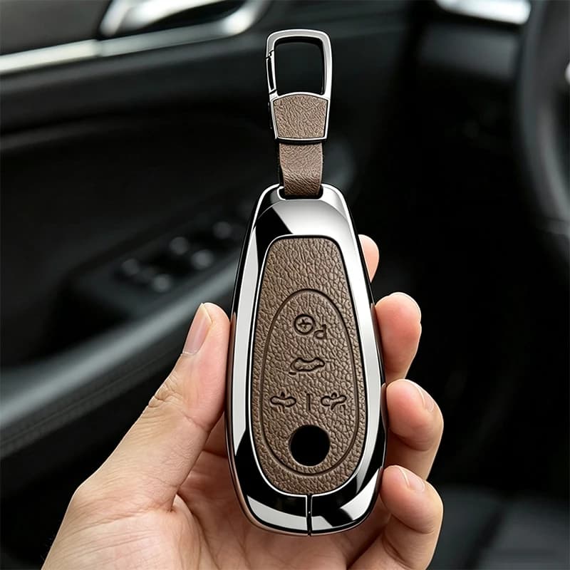 Metal Leather Car Remote Key Case Cover for Morris Garages MG Cyberster Protection Shell Auto Keychain Accessories