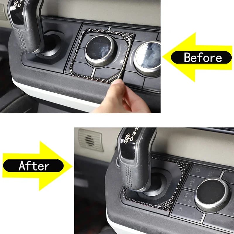 1Pcs soft carbon fiber For 2020-2024 Land Rover Defender 90 110 car gear panel frame sticker car interior protection accessories