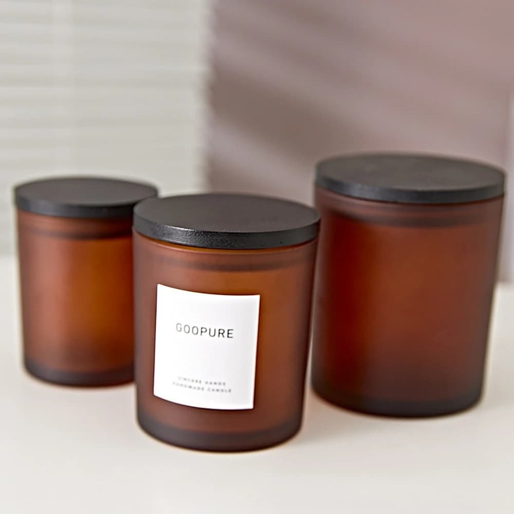 Glass Candle Holder Frosted Brown Glass Candle Cup Classic Aromatherapy Soy Wax Glass Container