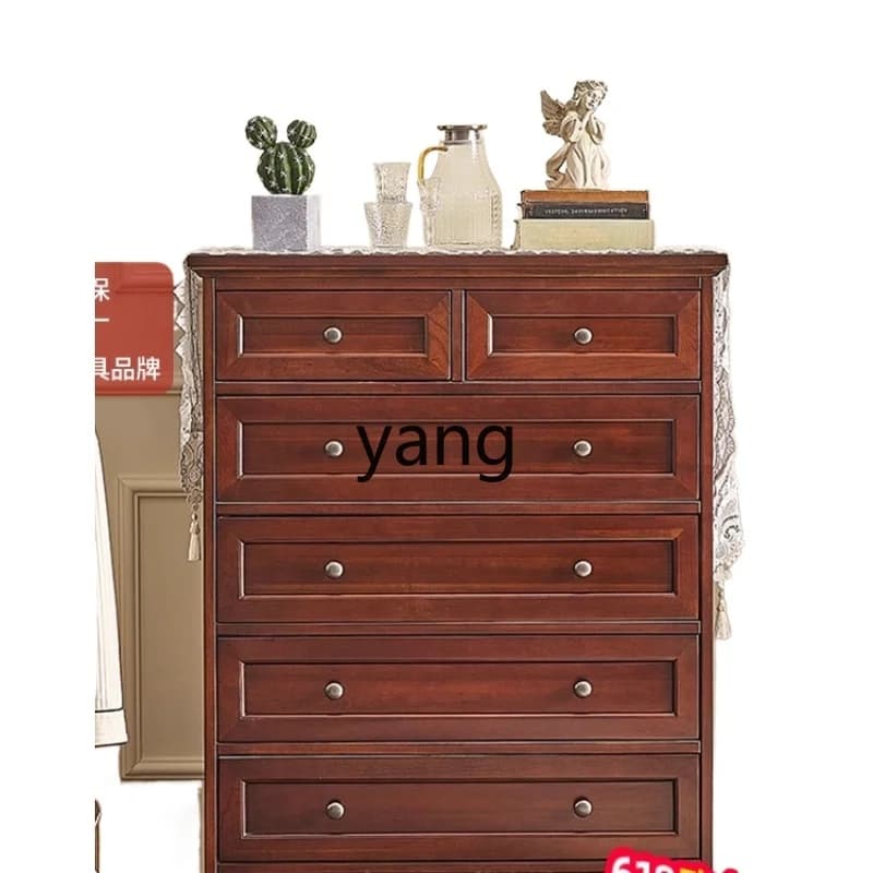 LMMAmerican retro all solid wood bedroom storage chest drawer living room five bucket storage cabinet
