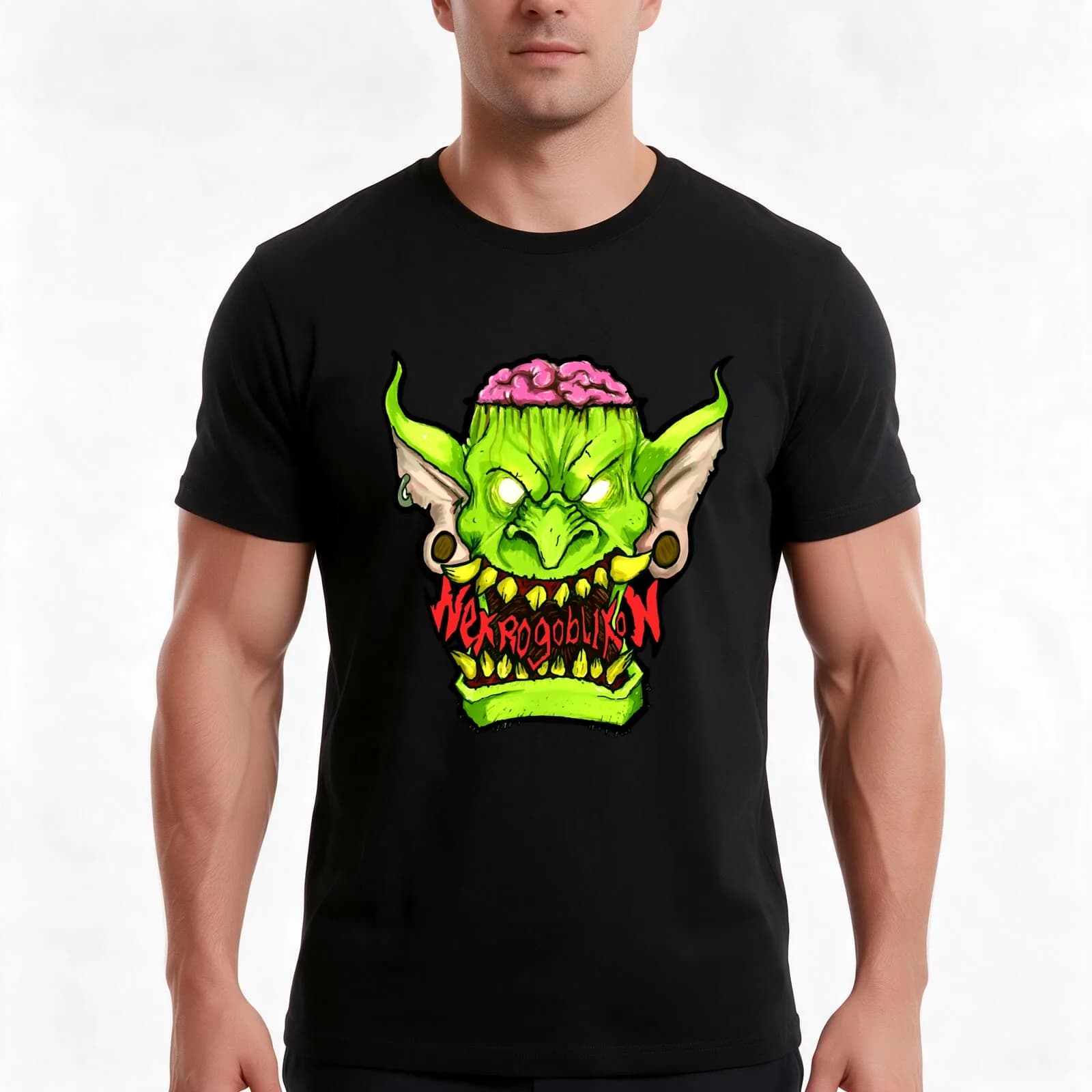 Nekrogoblikon Merch T-Shirt, Summer Casual Cotton Tee, Oversized Streetwear Tops, Vintage Graphic Print, Loose Fit Short Sleeve